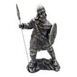 Estatueta Guerreiro Medieval Cor Prata 37cm
