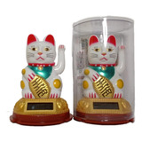 Estatueta Neko Gato Da Sorte Branco Japonês Solar