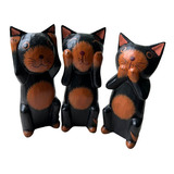 Estatuetas Conjunto Trio De Gatos Cego