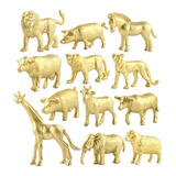 Estatuetas Realistas De Grandes Animais Selvagens De Dourado