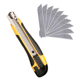 Estilete Profissional Emborrachado 18mm Trava 10 Laminas