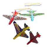 Estilingue Pistola Lança Kit 04 Aviões Planador Aeromodelo