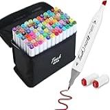 Estojo 80 Canetas Marcador Para Colorir Kit Conjunto Canetinha Profissional Tiktok Marcadora Permanente De Ponta Dupla Em Cores Diferenciadas Tampa Codificada Por Cores Linha Premium 80 Cores