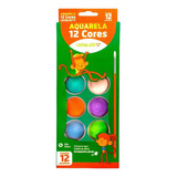 Estojo Aquarela Com 12 Cores Com Pincel Para Pintura Léoeléo