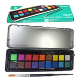 Estojo Aquarela Pastilha 18 Cores Pincel