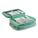Estojo Box 100 Pens 2 Divisorias Cristal Turquesa