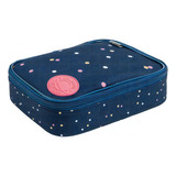 Estojo Box Académie Dots Tilibra Com Divisórias Cor Azul Jeans Bolinhas