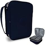 Estojo Box Escolar Grande 100 Lápis Nylon Com 25 Elásticos Azul Escuro