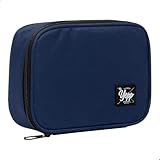 Estojo Box Escolar Grande Porta Lapis Nylon 100 Pens 22x16x6cm Laterais Estruturadas Forrado Yepp EST12041 Azul