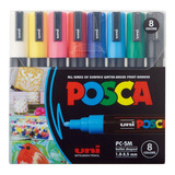 Estojo Caneta Posca Marcador Permanente Ponta 5m 8 Cores