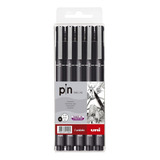 Estojo Caneta Preta Pin Fine Line 5 Unidades Uni ball