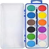 Estojo De Tinta Aquarela 12 Cores Em Pastilhas 1 Pincel Escolar Pastilhas Solúveis Em Água Lavável Cores Intensas Atóxicas Criança E Adulto