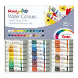 Estojo De Tinta Aquarela Pentel Arts Tubo 24 Cores Wfrs 24