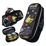 Estojo Escolar 3d Pokémon Pikachu Breakdance Black C Senha