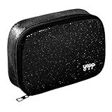 Estojo Escolar Box 100 Lapis Organizador 2 Divisorias Glitter Yepp Preto 