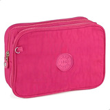 Estojo Escolar Box Bolsinha Porta Caneta Lapis Colorido Cor Rosa Liso