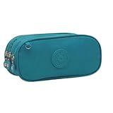 Estojo Escolar Box Grande Com 3 Compartimentos E 14 Elásticos Feminino Masculino Zíper E Tecido Resistentes Qualidade Premium Verde