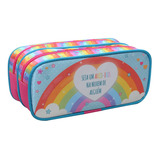 Estojo Escolar Duplo Arco Iris Cor Colorido