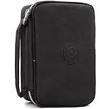 Estojo Escolar Feminino Masculino Grande Box Ziper Resistente Escolar Papelaria Fofa Infantil Unissex Com Organizador De Lápis Canetas Marcadores Lapiseiras Borrachas Apontadores Preto Metalico 