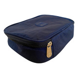 Estojo Escolar Organizador Nylon Grande 2 Divisorias Cor Azul marinho
