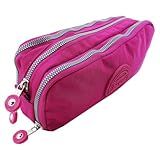 Estojo Escolar Universitário Tegaote Porta Canetas 3 Bolsos Com Ziper Rosa