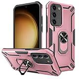 Estojo Fino Projetado Para Capa Samsung Galaxy S23 Capa Protetora à Prova De Choque De Nível Militar Com Suporte Giratório De 360 Função No Veículo Capa Resistente Para Samsung Galaxy S23 Rose Gol