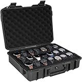 Estojo Organizador De Relógio Com 21 Compartimentos Estojo Rígido De Viagem Com Cadeado Caixa De Armazenamento De Relógio à Prova D água Com Espuma Estojo De Exibição De Relógio Para Homens E
