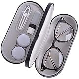 Estojo Para Lente De Contato Estojo De óculos Portátil De Dupla Face 2 Em 1 Espelho Pinças E Aplicador Incluídos Perfeito Para Viagem Em Casa Preto 