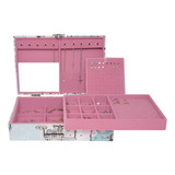 Estojo Porta Joias Duplo Médio Happy Day Com Interno Rosa