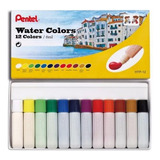 Estojo Tinta Aquarela Bisnaga Pentel 12 Cores Htp 12