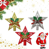 Estrela De Natal Dourada P Topo Árvore Decoração Enfeite