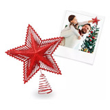 Estrela Ponteira Arvore Natal Brilhante Glitter Aramada 20cm