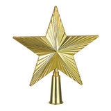 Estrela Ponteira Para Árvores Natal Com Raios 20 Cm Dourada