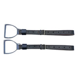 Estribo Aluminio C Loro Couro Cavalo Crioulo Cor Preto