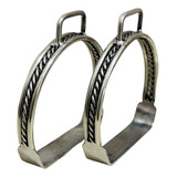 Estribo Par Em Inox Resistente Cavalo Sela Imediato Cor Prateado
