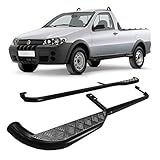 Estribo Strada 1998 A 2007 Preto Com Plataforma De Alumínio