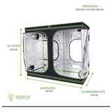 Estufa Cultivo Indoor Grow Box Mylar 600d 240x120x200cm