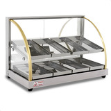 Estufa Vitrine Expositor Dupla Para Salgados 8 Bandejas Inox