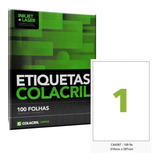 Etiqueta Adesiva A4 Ca4367 210 Mm X 297mm Colacril 100 Folha