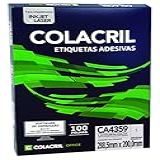 Etiqueta Adesiva Colacril Ink Jet Laser A4 CA4359 Branco 288 5 X 200 Mm 100 Fls 100 Etiquetas