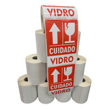 Etiqueta Cuidado Vidro Taça Frágil Este Lado Para Cima Cor Vermelho