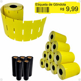 Etiqueta Gondola 10 Rolos 5 Ribbons Zebra Argox Elgin Cor Amarelo Autopel