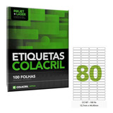 Etiqueta Impressora Carta 12 7x44 45mm 100 Fl Cc187 Colacril