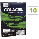 Etiqueta Impressora Carta 50 8x101 6mm 100 Fl Cc183 Colacril Cor Branco