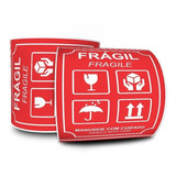 Etiqueta Selo Frágil Fragile 100x150 500 Etiquetas Cor Vermelho