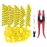 Etiquetas Auriculares De Gado 001 100 Número TPU Etiqueta Auricular De Gado Com Kit De Alicate Aplicador Para Vacas Porcos Ovelha Cabra Porco Cavalo Brinco Amarelo Com Alicate