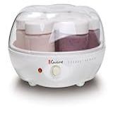 Euro Cuisine Máquina Elétrica De Iogurte YM80 - Promove A Saúde Intestinal Com Iogurte Caseiro Rico Em Probióticos - Incubadora De Iogurte Doméstico Com Frascos De Vidro- Branca