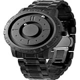 EUTOUR Relógios Masculinos Magnéticos 3D PVD Relógio De Quartzo Suíço à Prova D água Pulseira De Aço De Resina Couro Mostrador Preto