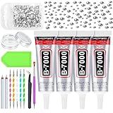 Evatage Cola Transparente B7000 25Ml 4 Unidades Com Strass Transparente Com Parte Traseira Lisa Kit De Ferramentas Para Artesanato Roupas Fabricação De Joias Arte Em Unhas