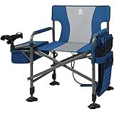 EVER ADVANCED Cadeira De Diretores Dobrável Para Pesca Com Suporte De Vara E Refrigerador  Cadeira De Acampamento De Malha Com Pés Ajustáveis  Alça De Ombro  Bolsa De Armazenamento  Suporte Resistente 158 Kg  Azul 